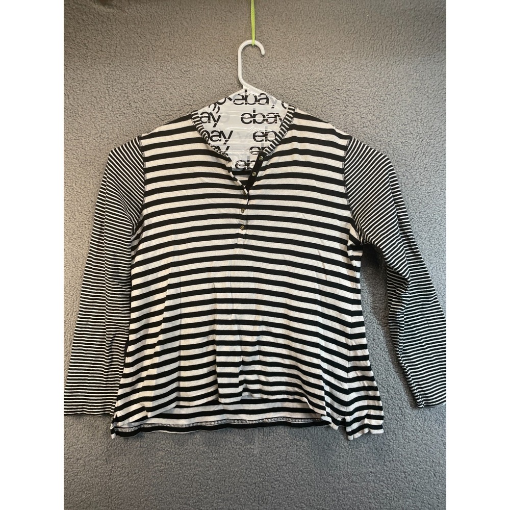Chaps Womens Large Long Sleeve Striped Shirt